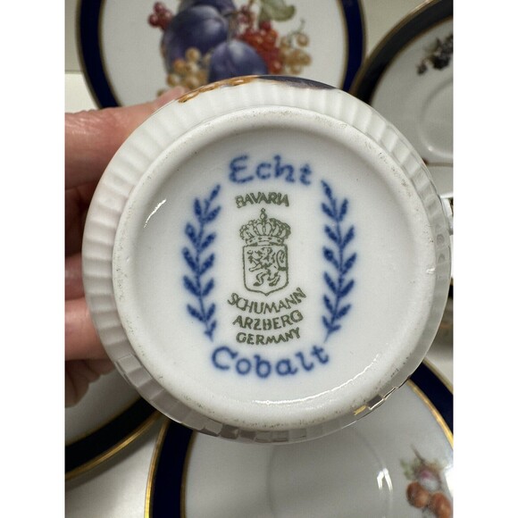 Vntg SCHUMANN ARZBERG Bavaria Echt Cobalt BOUNTIFUL Orange Trio Cup Saucer Plate - Picture 4 of 5